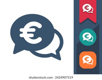 Chat Bubbles  Icon. Speech Bubble, Conversation, Discussion, Money, Euro. Professional, pixel perfect vector icon.