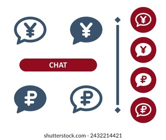 Chat Bubbles Icon. Speech Bubble, Comment, Yen, Yuan, Ruble, Rouble Icon. Professional, 32x32 pixel perfect vector icon.