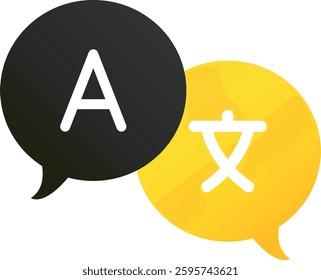 Chat bubbles with Language translation, Dictionary sign. Online Translator icon.