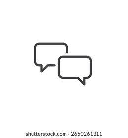 Chat bubbles line icon in outline vector style. Represents conversation or support dialogue. Message icon and communication symbol for ecommerce help.