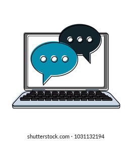 Chat bubbles on laptop screen