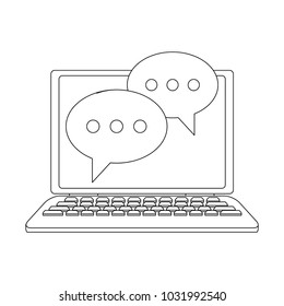 Chat bubbles on laptop screen