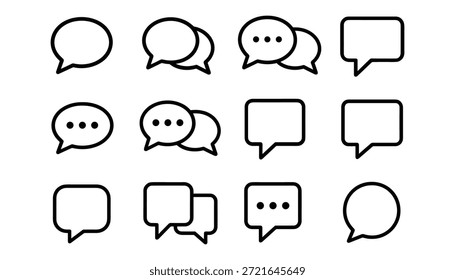 Chat bubbles outline three dots speech dialog talk bubble icon vector concept. Communication message, conversation and discussion icons.