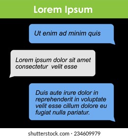 Chat bubbles with sample text  
