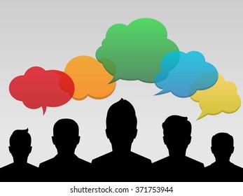 Chat Bubbles with Silhouette of People Talking
