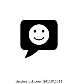 Chat Bubbles with smile face  icon  Social network icon happy sad smile