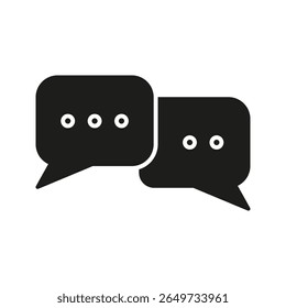 Chat Bubbles Solid Icon. Communication, Messaging, And Conversation Silhouette Symbol. Social Interaction And Online Chatting. Isolated Vector Illustration.