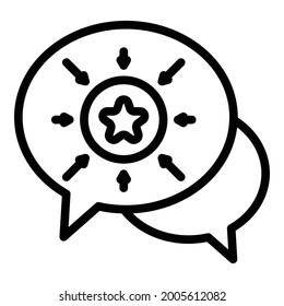 Chat bubbles and star icon. Outline chat bubbles and star vector icon for web design isolated on white background