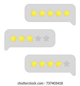 Chat bubbles. Stars rating. Customer review. Online survey. Feedback Vector illustration