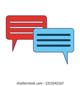 chat bubbles symbol isolated blue lines