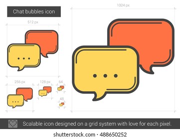 Chat bubbles vector line icon isolated on white background. Chat bubbles line icon for infographic, website or app. Scalable icon designed on a grid system.
