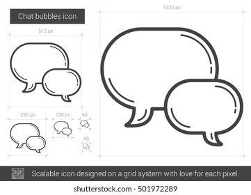 Chat bubbles vector line icon isolated on white background. Chat bubbles line icon for infographic, website or app. Scalable icon designed on a grid system.