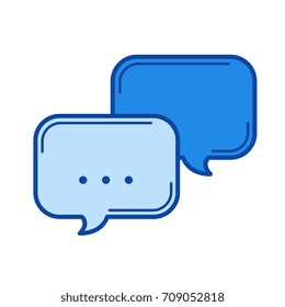 Chat bubbles vector line icon isolated on white background. Chat bubbles line icon for infographic, website or app. Blue icon designed on a grid system.