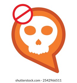 bate-papo bolha com ícone caveira isolado no fundo branco