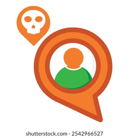 chat buble with skull icon isolated on white background