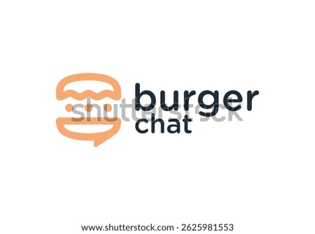 chat burger logo combination. online order delivery food restaurant design concept