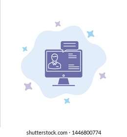 Chat, Business, Consulting, Dialog, Meeting, Online Blue Icon on Abstract Cloud Background