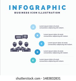 Chat, Business, Consulting, Dialog, Meeting, Online Solid Icon Infographics 5 Steps Presentation Background