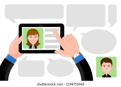 Chat business people with bubbles 