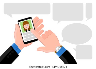 Chat business people with bubbles 