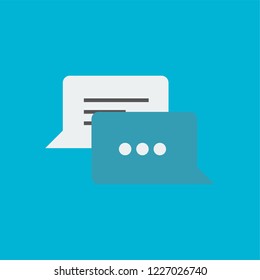 chat, chat button, conversation of two people, dialogue, vector on blue background
