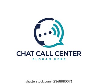 Plantilla de vectores de diseño de logotipos de comunicación de Chat y Centro de llamadas.
