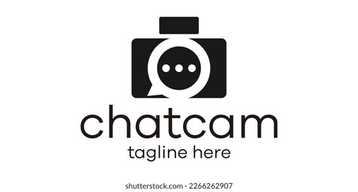 chat and camera logo design icon vector illustration