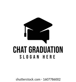 chat and cap graduation Ideas. Inspiration logo design. Template Vector Illustration. Isolated On White Background