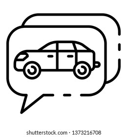 Chat car share icon. Outline chat car share vector icon for web design isolated on white background