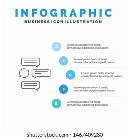 Chat, Chatting, Conversation, Dialogue, Auto, Robot Line icon with 5 steps presentation infographics Background. Vector Icon Template background