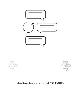 Chat, Chatting, Conversation, Dialogue, Auto, Robot Bold and thin black line icon set. Vector Icon Template background