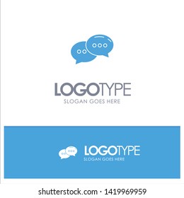 Chat, Chatting, Conversation, Dialogue Blue Solid Logo with place for tagline