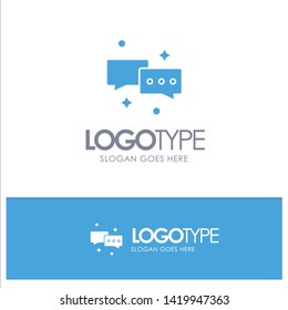 Chat, Chatting, Mail, Email Blue Solid Logo with place for tagline