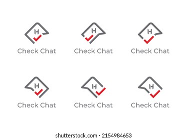 Chat Check Logo Concept sign icon symbol Design with Letter H. Vector illustration logo template 