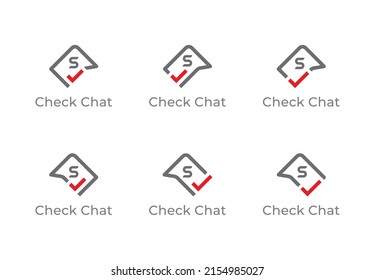Símbolo del icono de signo del concepto de marca de verificación de chat Diseño con letra S. Plantilla de logotipo de ilustración de vector 
