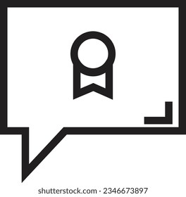 Icono de contorno de comprobación de charla a la derecha