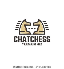 chat chess vector logo design