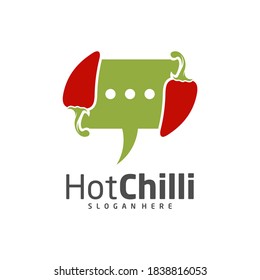 Chat Chili logo design vector template, Red Chili Illustration, Symbol Icon