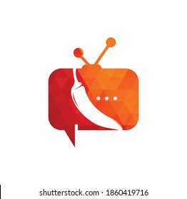 Plantilla vectorial de diseño del logotipo de Chat Chili. Ilustración de Red Chili. Icono de símbolo