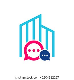 Plantilla de diseño de vectores con logotipo de la ciudad de chat. Concepto de diseño del logotipo de Appartement Chat. Símbolo de icono simple