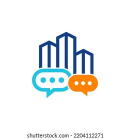 Chat City Logo Vector Design Template. Appartement Chat logo design concept. Simple icon symbol