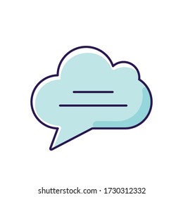 Icono de color RGB azul claro de la nube de chat. Burbuja de voz vacía. Globo de pensamiento en blanco con espacio de texto. Cuadro de comentarios con espacio de copia. Ilustración vectorial aislada