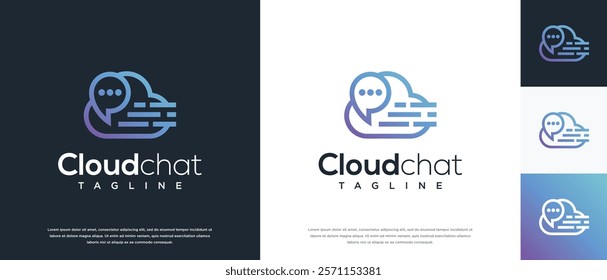 Chat cloud logo design template. Chat bubble cloud digital technology logo design vector icon