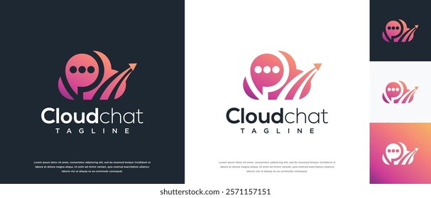 Chat cloud logo design template. Chat bubble cloud digital technology logo design vector icon