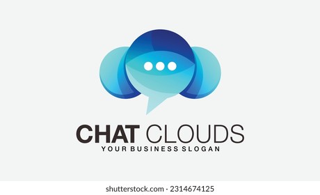 Chat clouds logo or online live chat design template
