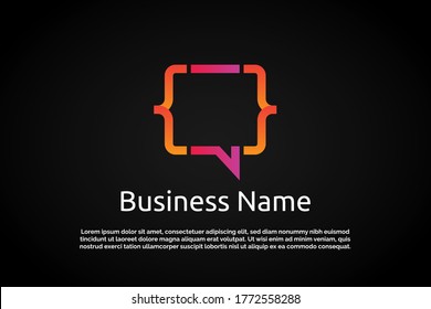 Chat Coding Digital code logo illustration. colorful logo. coding. programmer logo icon vector. media logo.