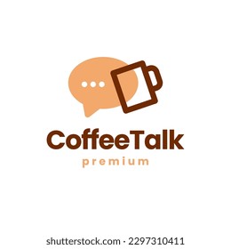 Chat Coffee Chat Bubble Cup Cafe Social Message Logo Vector Icon Illustration