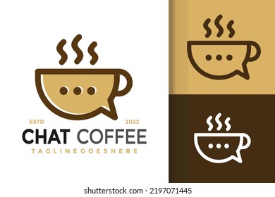 Chat Coffee Logo Design, brand identity logos vector, modern logo, Logo Designs Vector Illustration Template