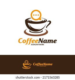 Chat Coffee Logo Design Template. Consult Coffee logo concept vector. Creative Icon Symbol