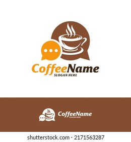 Chat-Coffee-Logo-Design-Vorlage. Konsultieren Sie Coffee Logo-Konzept Vektor. Kreatives Symbolsymbol